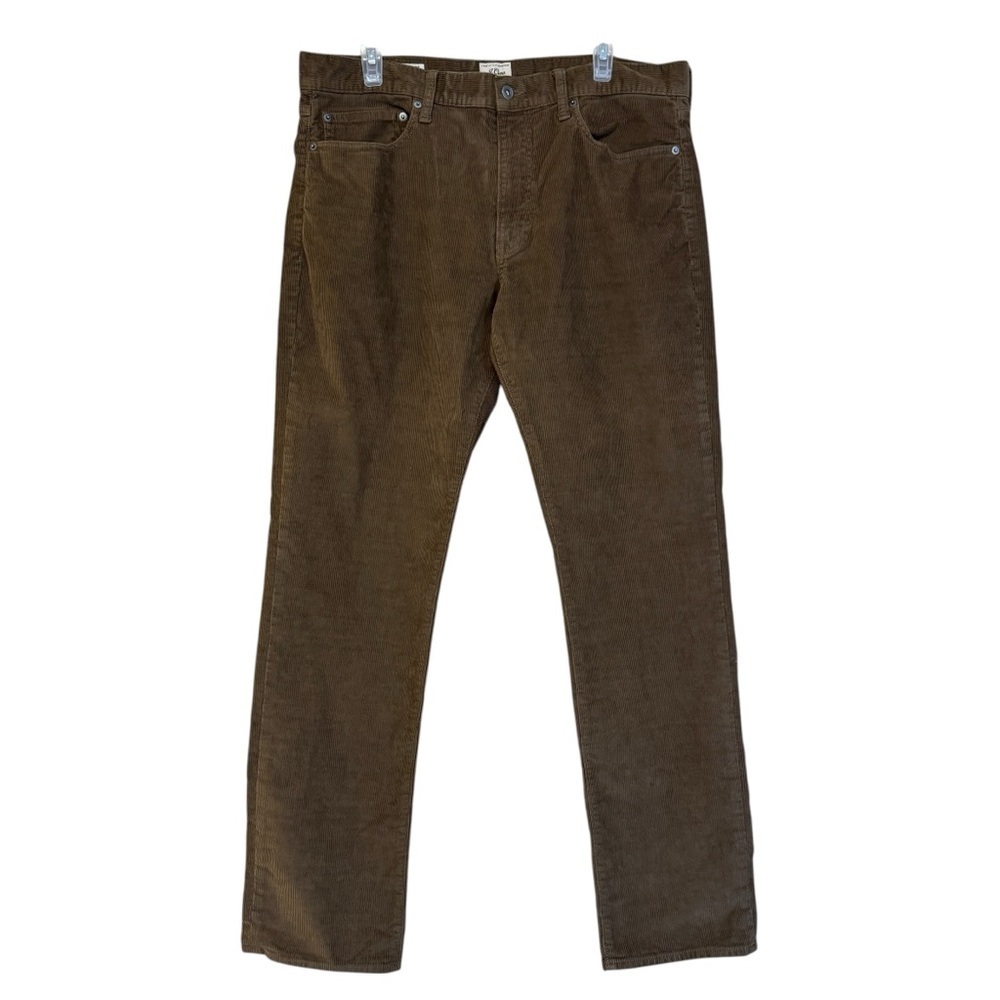J.Crew Men’s Brown Corduroy Pants Straight Leg Stretch Zip Fly Size W35 L32